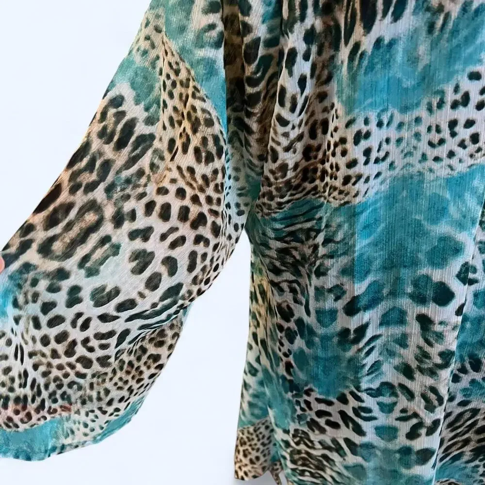 Zac & Rachel glam fairy leopard print blouse Size Large NWOT - Picture 5 of 7